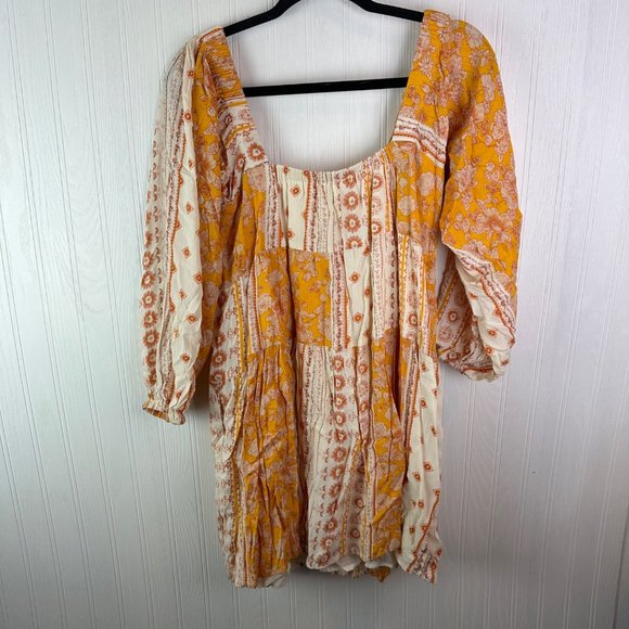 En Creme Yellow Patchwork Dress‎ size Medium NWT - Picture 2 of 4